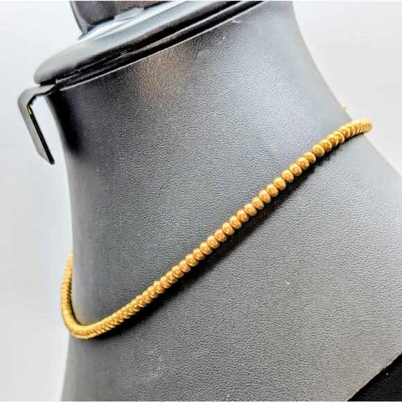 Vintage Monet Wire Strung Small Gold Tone Bead Toggle Choker 17.25" Necklace - Picture 2 of 5